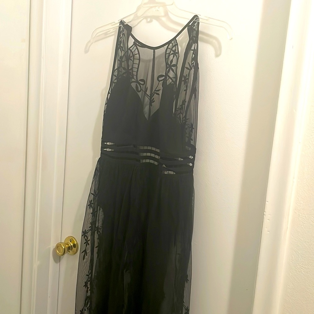 Black Lace Leotard Formal Gown from Pitaya